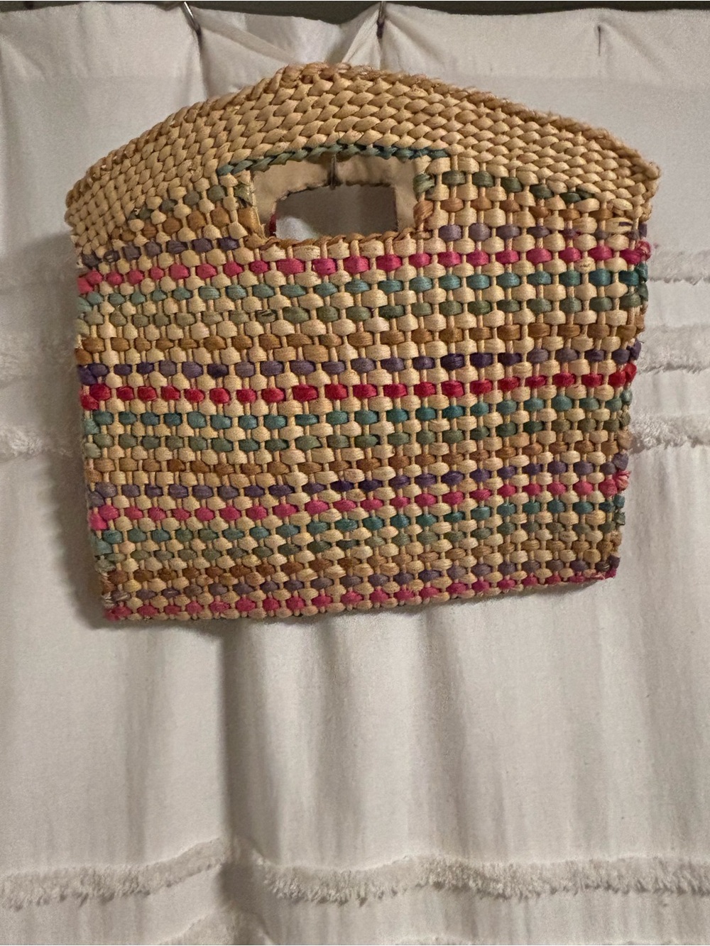Vintage Woven Straw Tote Bag Purse